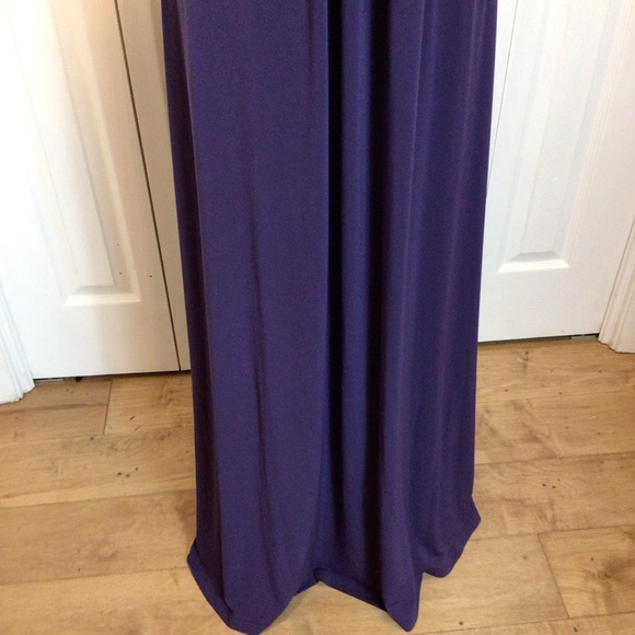 Davids Bridal Lapis Purple One Shoulder Long Jersey Cascade Back Dress Size 8 - Picture 10 of 14